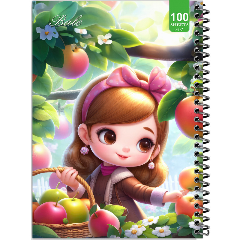 دفتر نقاشی 100 برگ بله مدل رحلی طرح فانتزی دخترانه درخت سیب کد A4-N388