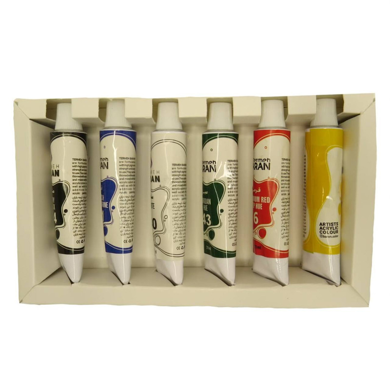 رنگ اکریلیک ترمه باران مدل as-987 بسته 6 عددی حجم 21 میلی لیتر