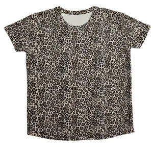 تی‌شرت آستین کوتاه زنانه مدل نخی طرح پلنگی کد HM02