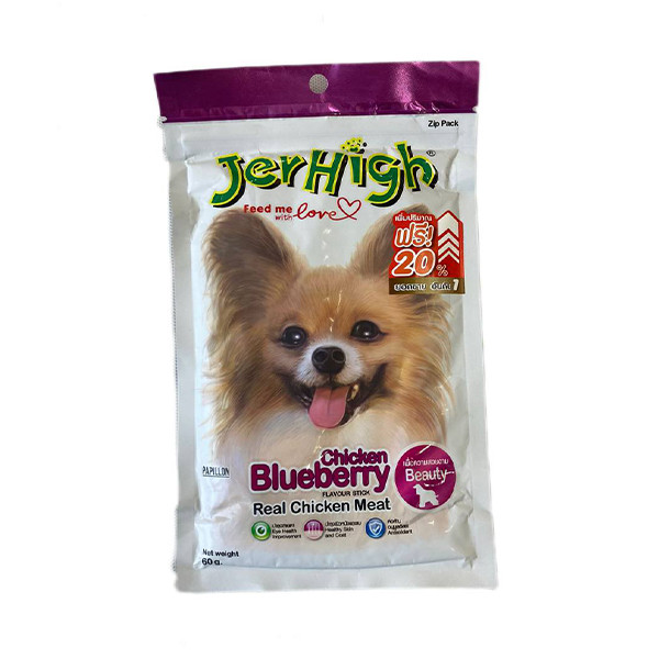 تشویقی سگ جرهای مدل بلوبری ، گوشت و توت فرنگی وزن 60 گرم مجموعه 3 عددی