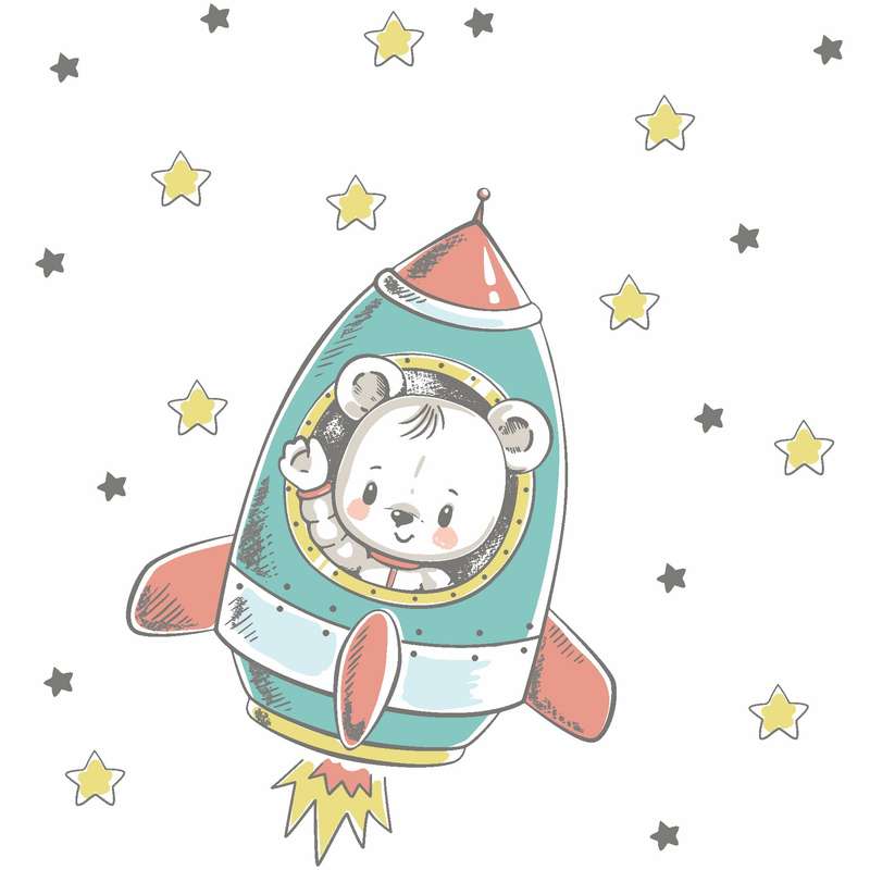 استیکر دیواری کودک مدل استیکر کودک طرح فضانورد کوچولو