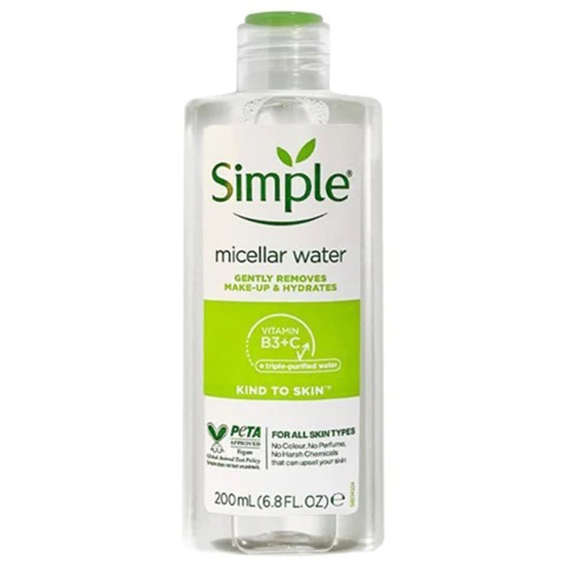 آب پاک کننده آرایش صورت سیمپل مدل Vitamin B3 C حجم 200 میلی لیتر