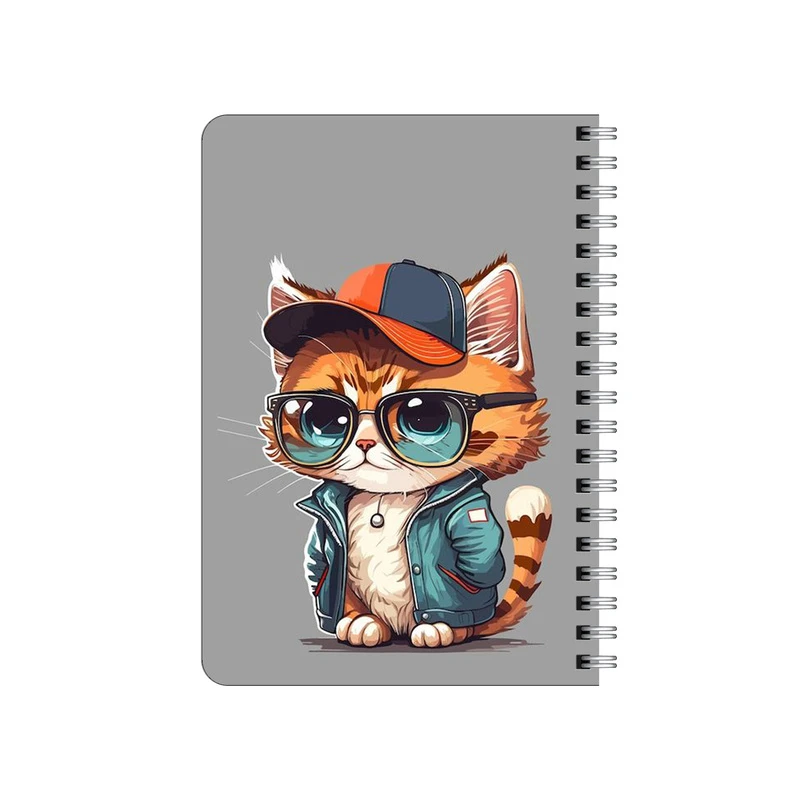 دفترچه یادداشت بامبیلیپ مدل چوبی طرح گربه و استایل و عینک کد 5054501