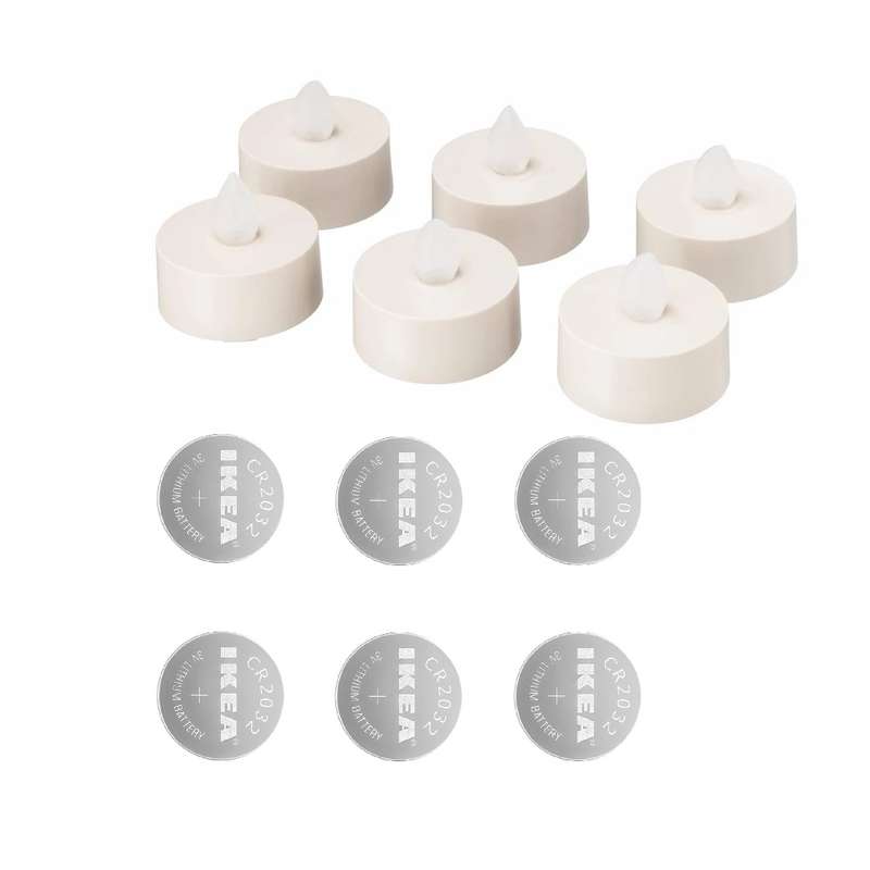 شمع ال ای دی ایکیا مدل godafton بسته 6 عددی به همراه باتری