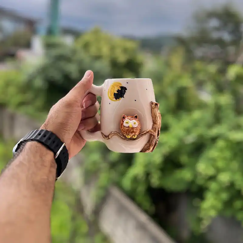 ماگ سرامیکی طرح جغد سه بعدی