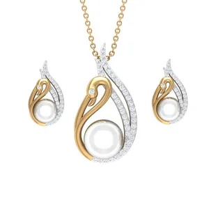 نیم ست طلا 18 عیار زنانه قیراط طرح مروارید کد GH2133