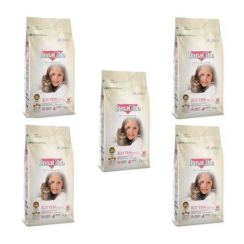 غذای خشک بچه گربه بوناسیبو مدل Kitten وزن 1.5 کیلوگرم مجموعه 5 عددی