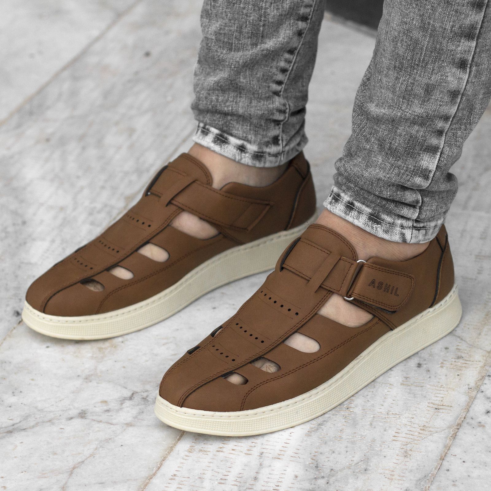 صندل مردانه مدل SUMMER PRO رنگ عسلی -  - 4