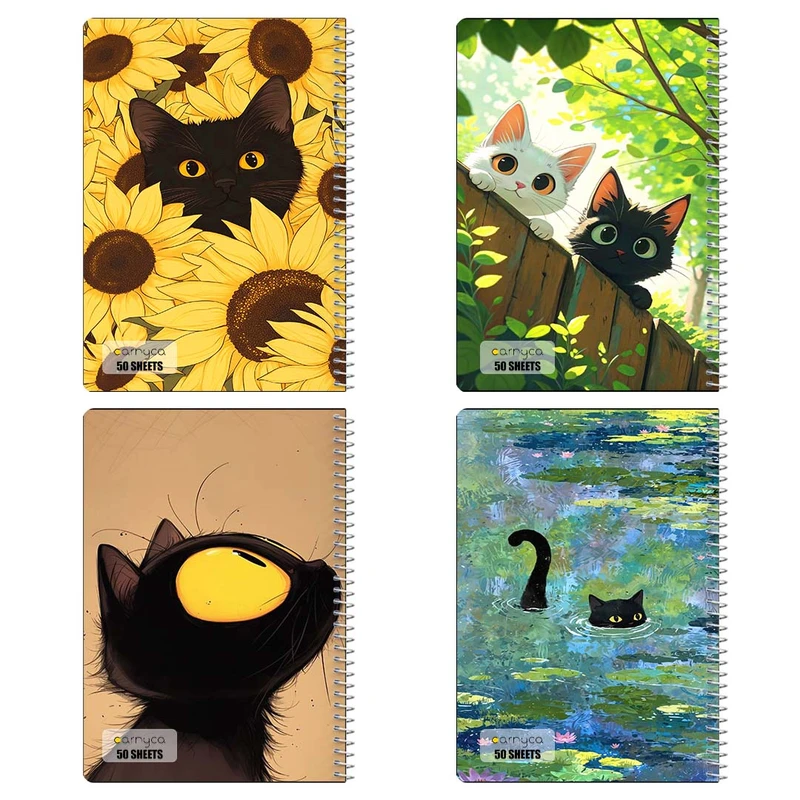 دفتر نقاشي 50 برگ کارنيکا طرح گربه Cat کد 22708 مجموعه 4 عددی