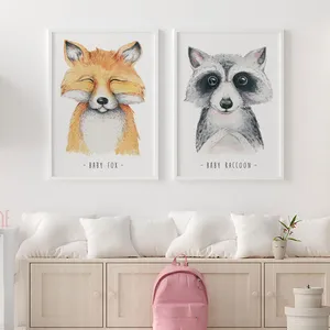 تابلو کودک سالی وود طرح روباه و راکون شرقی کد T112604 مجموعه 2 عددی