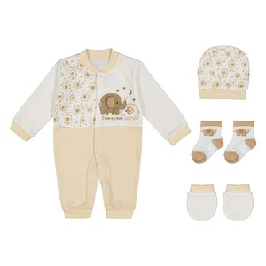 ست 4 تکه لباس نوزادی مدل فیل چوبی