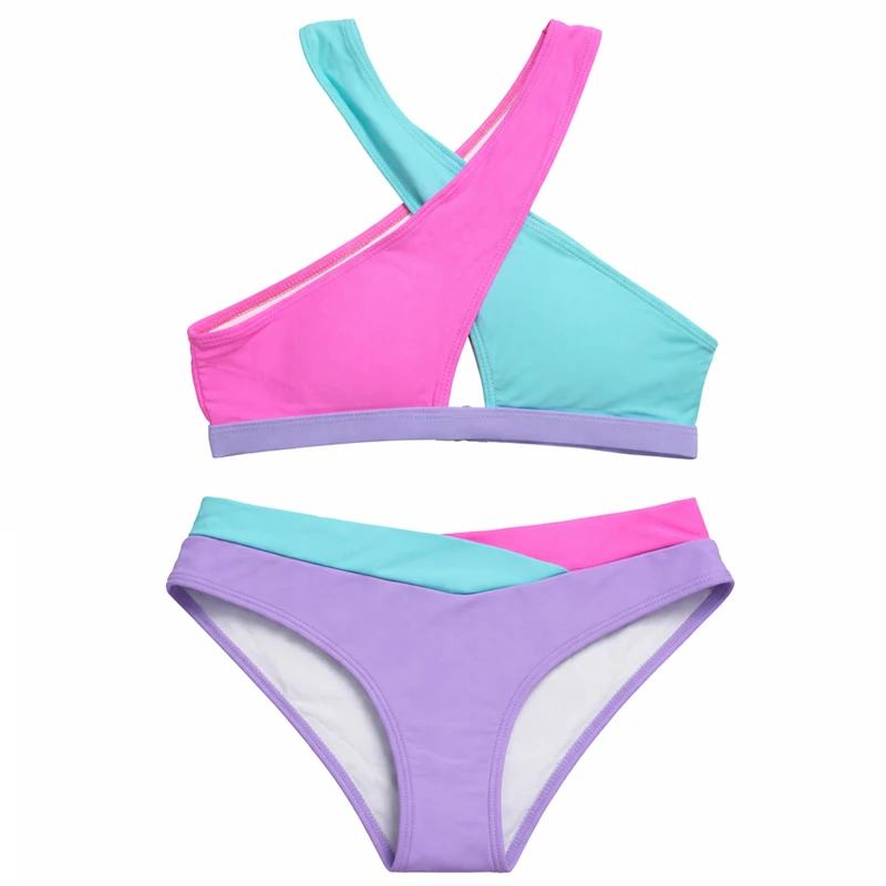 مایو 2 تکه زنانه شین مدل ضربدری کد 5005-7 