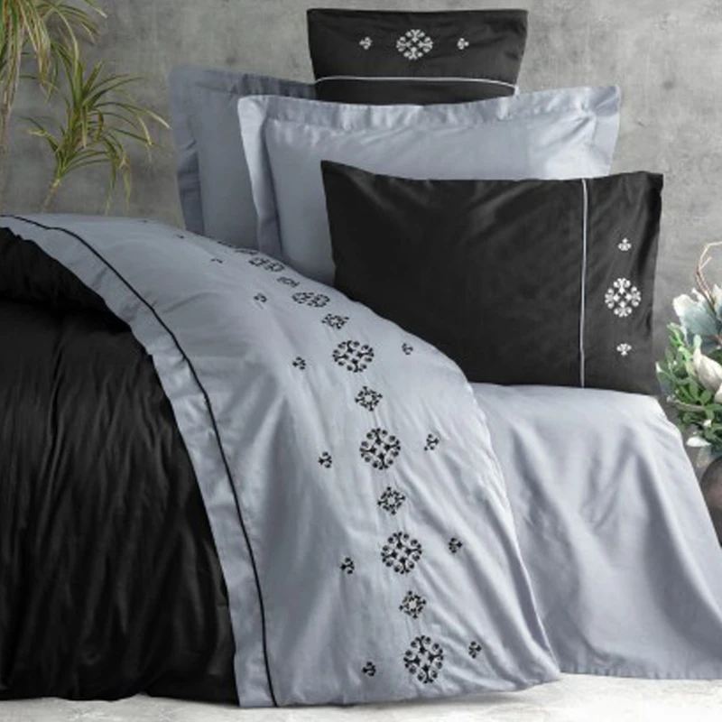 سرویس روتختی کاتن باکس مدل Brode Saten Elisa Gri دو نفره 6 تکه