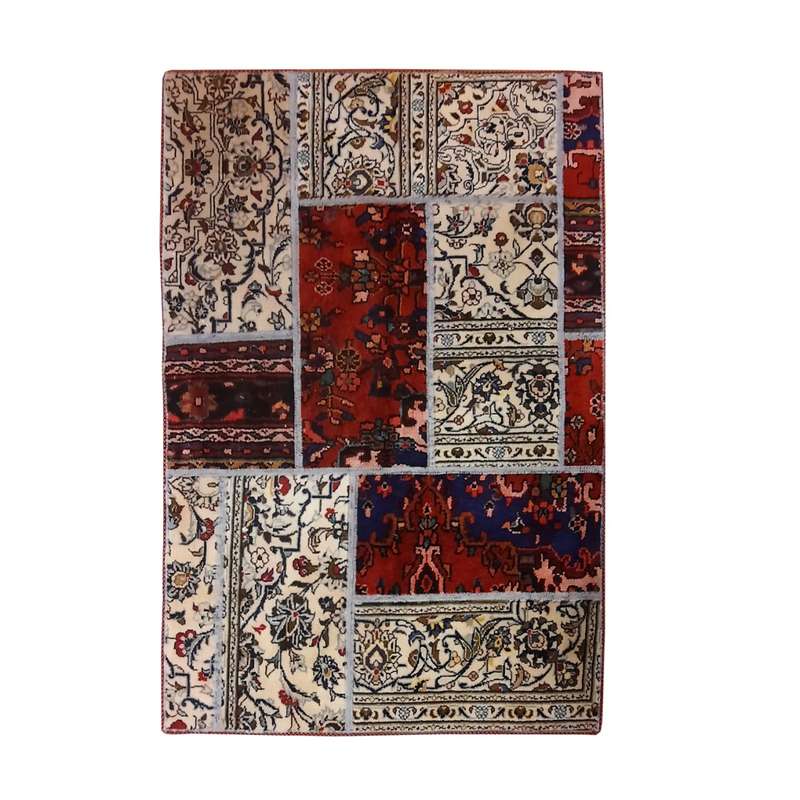 کلاژ فرش دستباف مستطیل یک و نیم متری مدل چهل تکه کد NKP.CO.N1