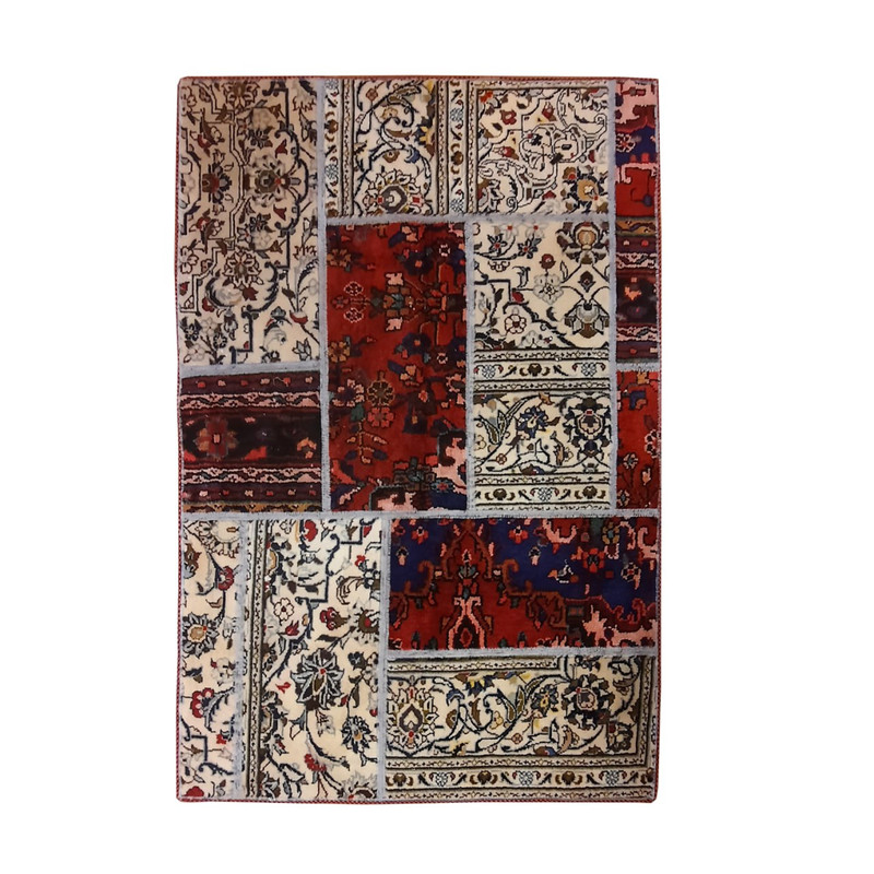 کلاژ فرش دستباف مستطیل یک و نیم متری مدل چهل تکه کد NKP.CO.N1