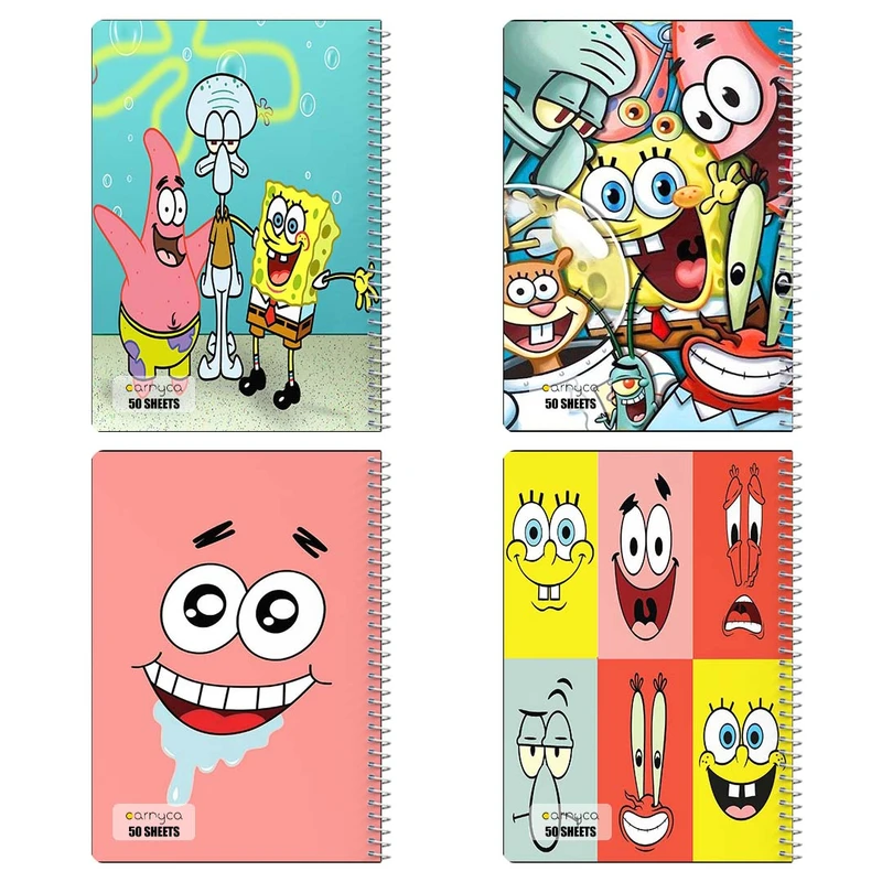 دفتر نقاشي 50 برگ کارنيکا طرح باب اسفنجی spong bob کد 84636 مجموعه 4 عددی