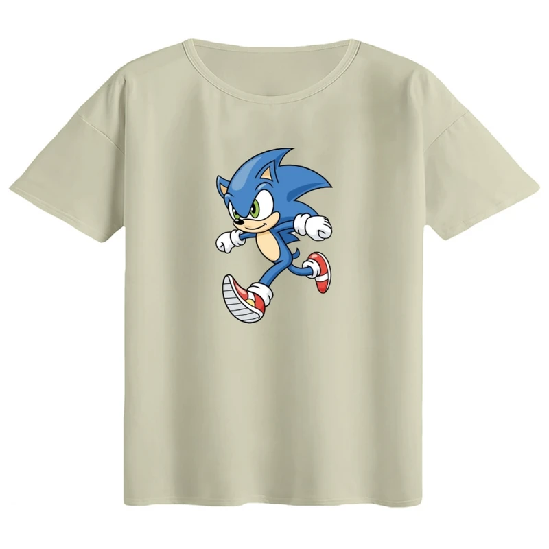 تی‌شرت اورسایز آستین کوتاه زنانه مدل باکسی طرح سونیک کد2