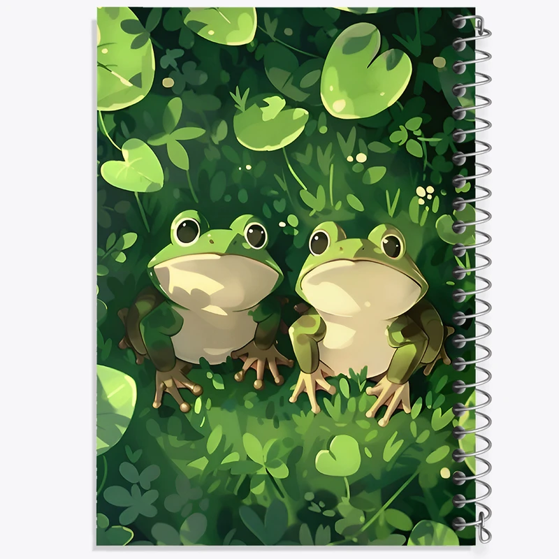دفتر ژورنال نویسی 50 برگ خندالو مدل نقطه ای طرح قورباغه های بامزه کد F7846