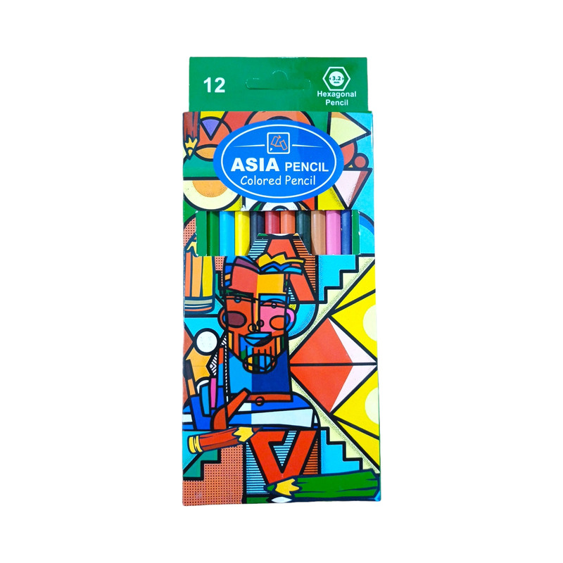 مداد رنگی 12 رنگ آسیا مدل آنتی باکتریال