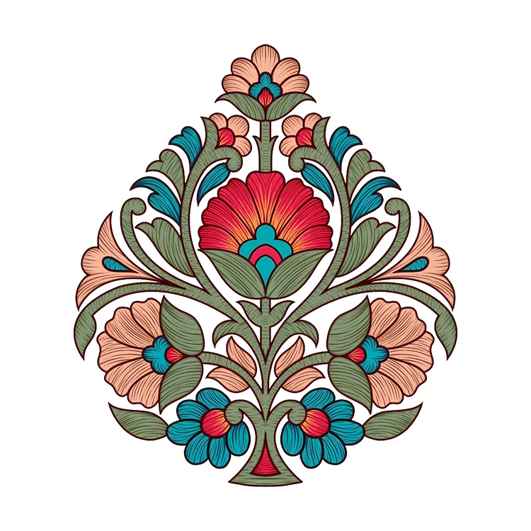 استیکر پارچه و لباس پاد آفرین مدل سنتی طرح گل کد S3988