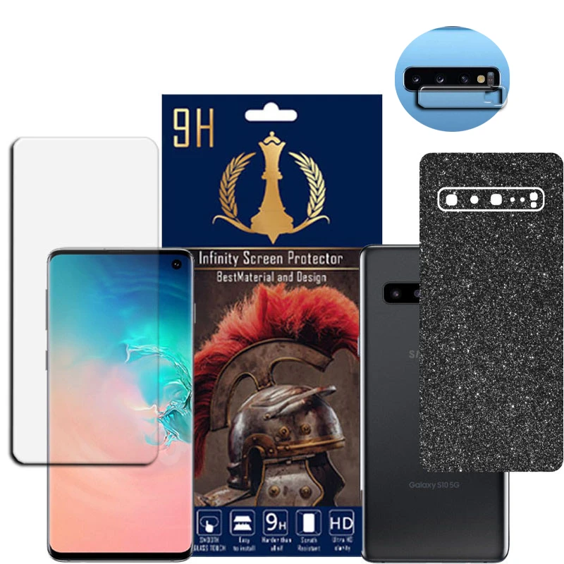 برچسب پوششی اینفینیتی مدل PRO MAX مناسب برای گوشی موبایل سامسونگ GALAXY S10 5G به همراه محافظ صفحه نمایش و محافظ لنز دوربین
