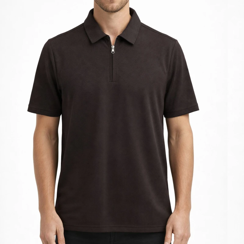 پولوشرت آستین کوتاه مردانه مدل نیم زیپ