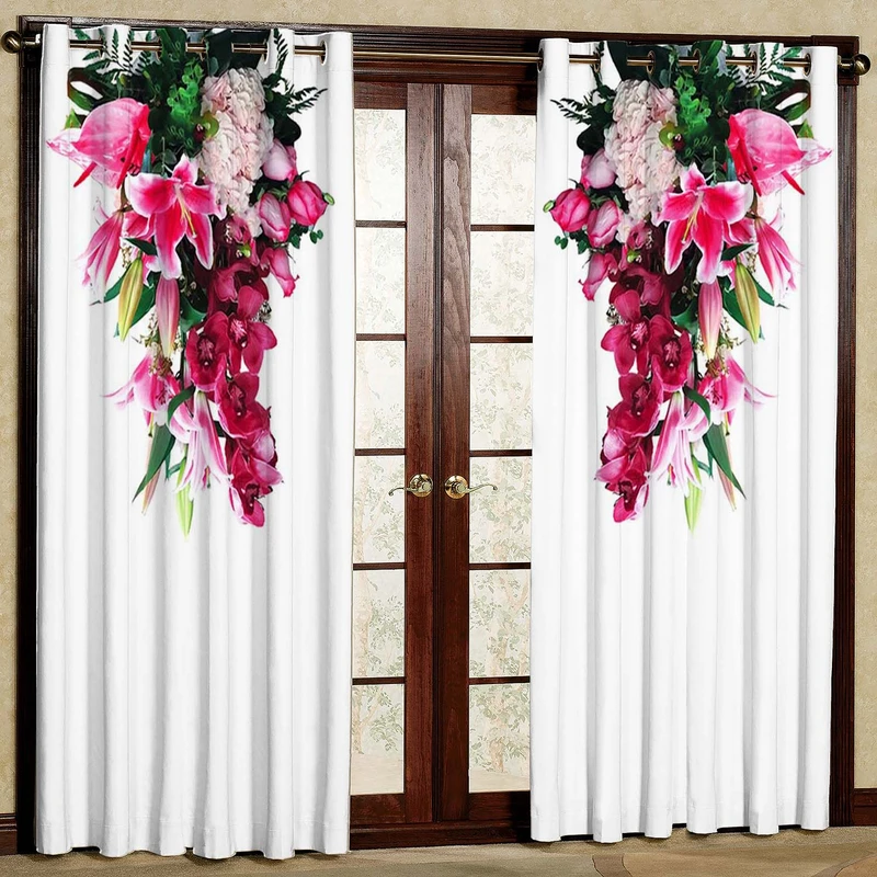  پرده بارمان دکور طرح گل مدل هازان پانچی کد 86-1585 W سایز 140x280 سانتی متر