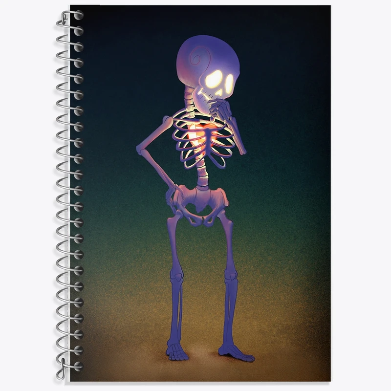 دفتر زبان 50 برگ خندالو مدل دو خط طرح اسکلت (Skeleton) کد F608