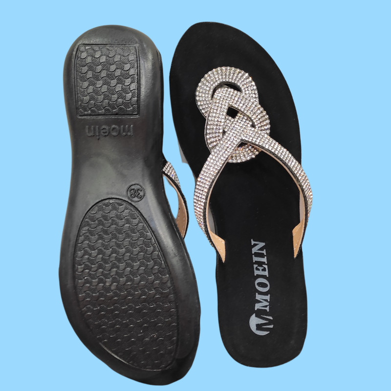 دمپایی لاانگشتی زنانه مدل طبی نگین دار آلفا