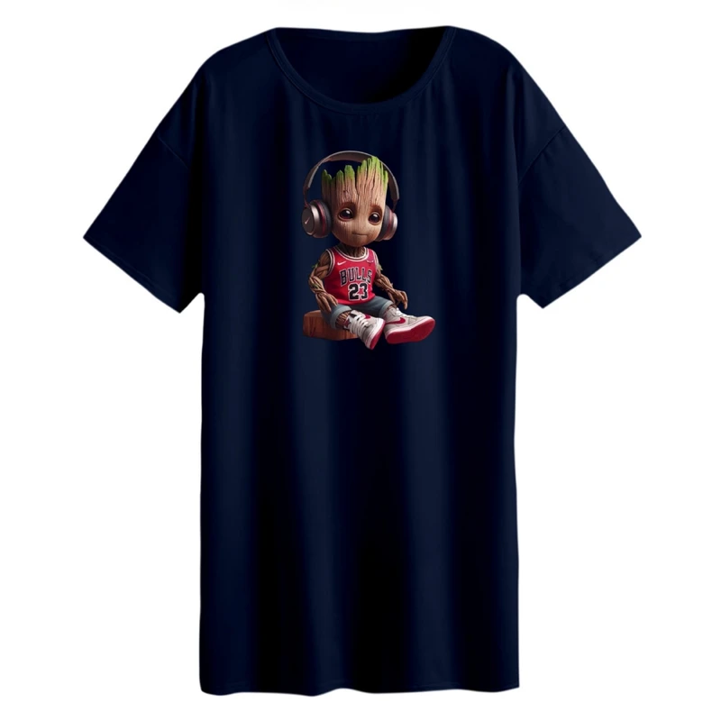 تی شرت لانگ زنانه مدل گروت و هدفون