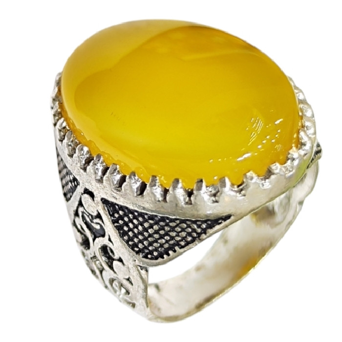 انگشتر نقره مردانه مدل سنگ عقیق شرف الشمس کد ۹۰۰