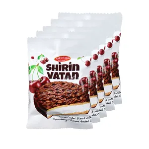 بیسکویت کرم دار آلبالویی شیرین وطن- 20گرم بسته 5عددی
