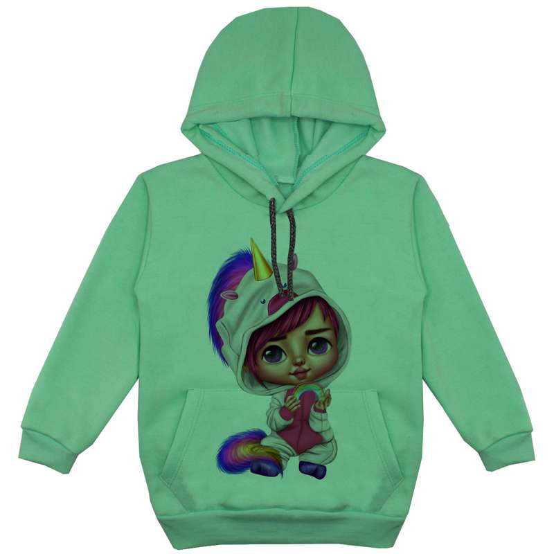 هودی دخترانه مدل دختر F57 رنگ سبز