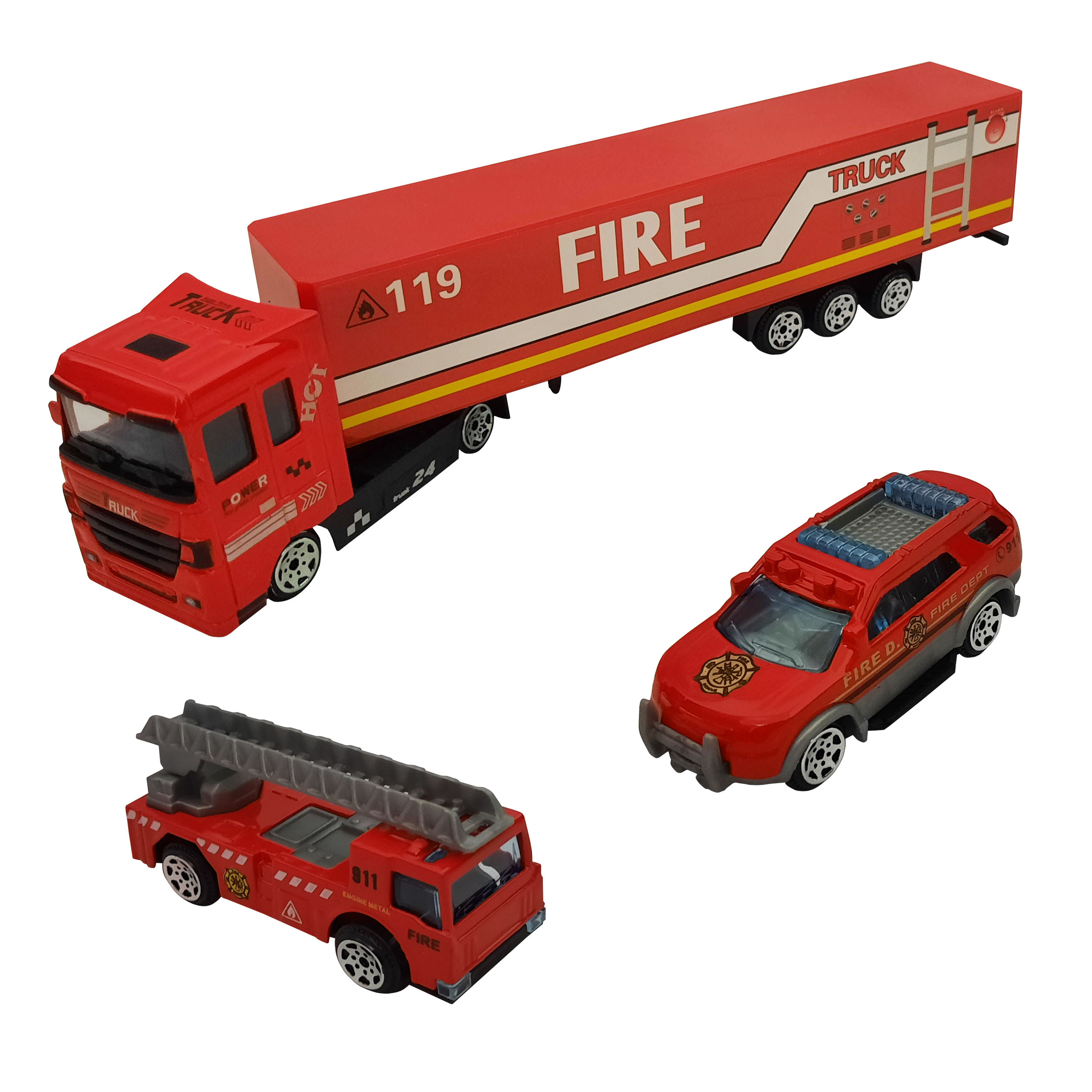 ماشین بازی مدل آتش نشانی کد 523 مجموعه 3 عددی