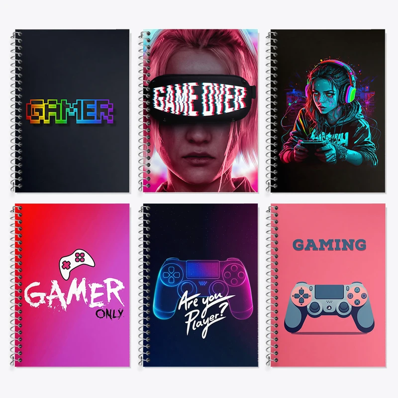 دفتر زبان 50 برگ خندالو مدل دو خط طرح گیمر (Gamer) کد 911 مجموعه 6 عددی