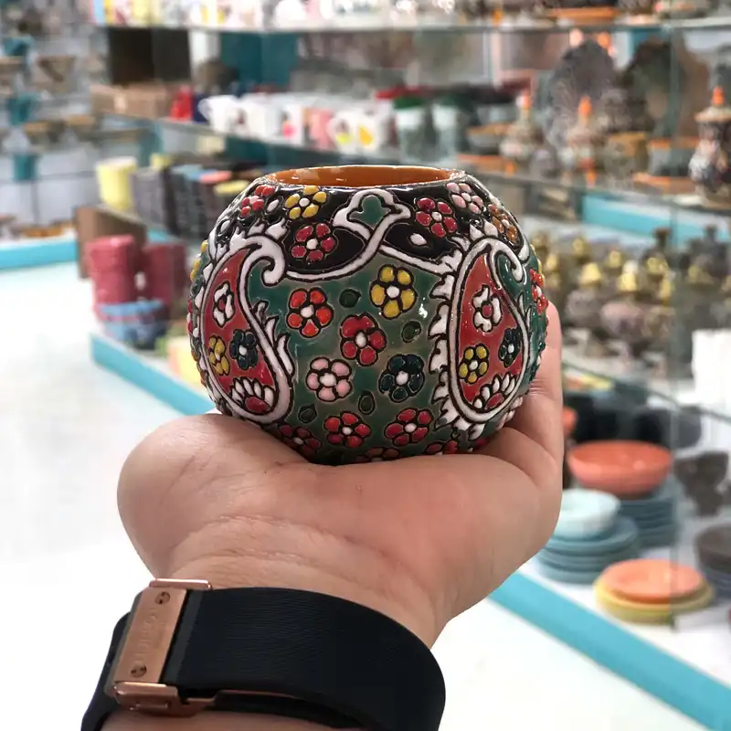 جاشمعی میناکاری سفالی طرح توپی مجموعه 3 عددی