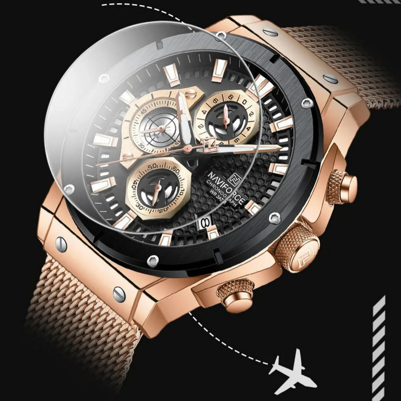 ساعت مچی عقربه‌ای مردانه نیوی فورس مدل سه موتوره کرنوگراف تقویمدار