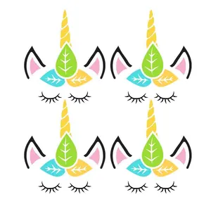 استیکر پارچه و لباس مدل DTF طرح اسب تک شاخ کد 005 مجموعه 4 عددی