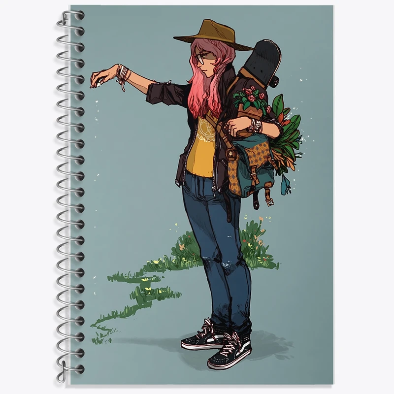 دفتر زبان 50 برگ خندالو مدل دو خط طرح دختر جهانگرد کد F510