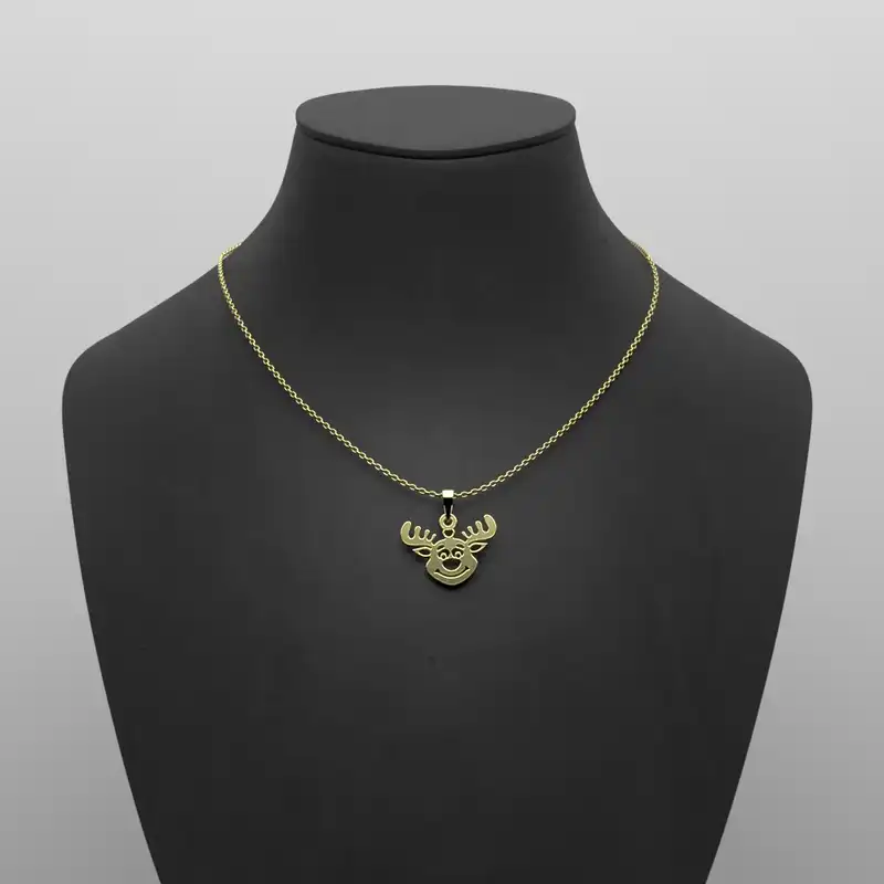 گردنبند طلا 18 عیار زنانه مدوپد مدل  طرح گوزن کریسمس کد NN1023