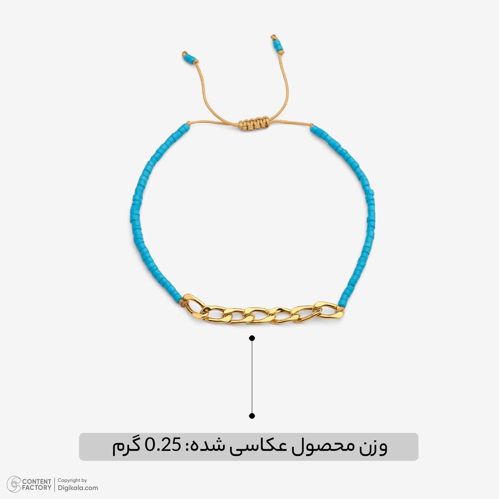 دستبند طلا 18 عیار زنانه با بند مهره‌ای سنجاق مدل 003 -  - 2