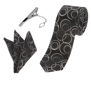  ست کراوات و دستمال جیب و گیره کراوات مردانه مدل NEW کد 13