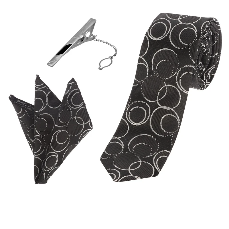  ست کراوات و دستمال جیب و گیره کراوات مردانه مدل NEW کد 13