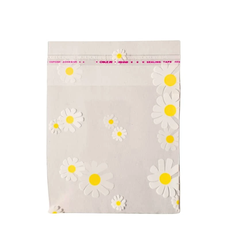 سلفون بسته بندی مدل لبه چسبدار طرح  بابونه 50 × 40 بسته 10 عددی