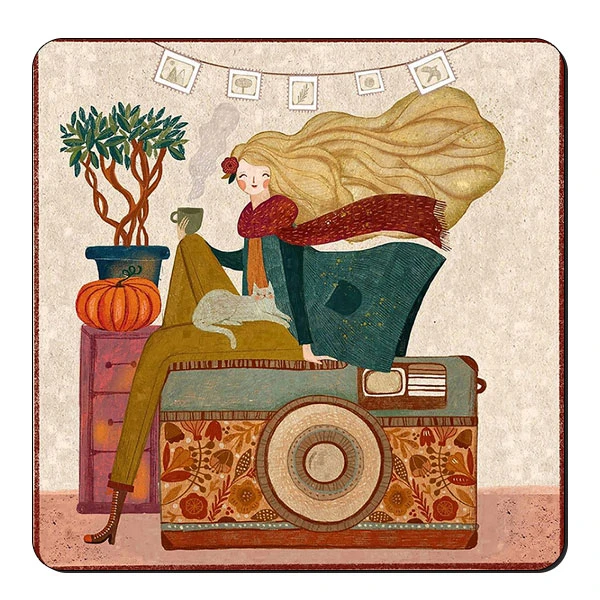  زیر لیوانی طرح دختر عکاس کد nzl196