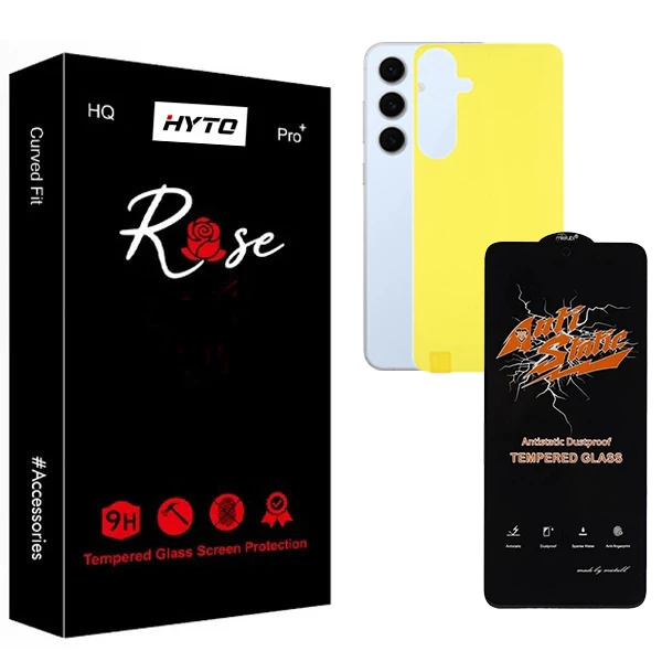 محافظ صفحه نمایش هیتو مدل Rose Antistatic Pro مناسب برای گوشی موبایل سامسونگ galaxy s24 fe به همراه محافظ پشت گوشی