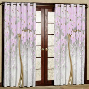 پرده مدل شکوفه های صورتی مخمل پانچی کد 1925 سایز 200x140 سانتی متر