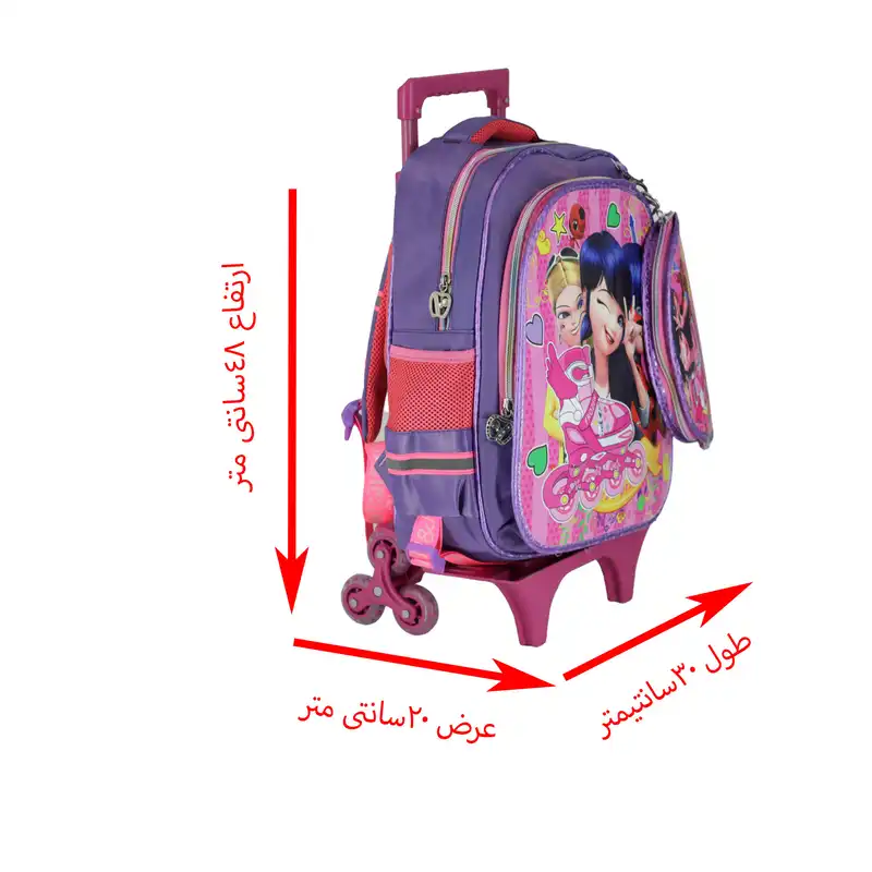 کوله پشتی چرخ دار طرح دختر کفشدوزکی کد000001 به همراه جامدادی