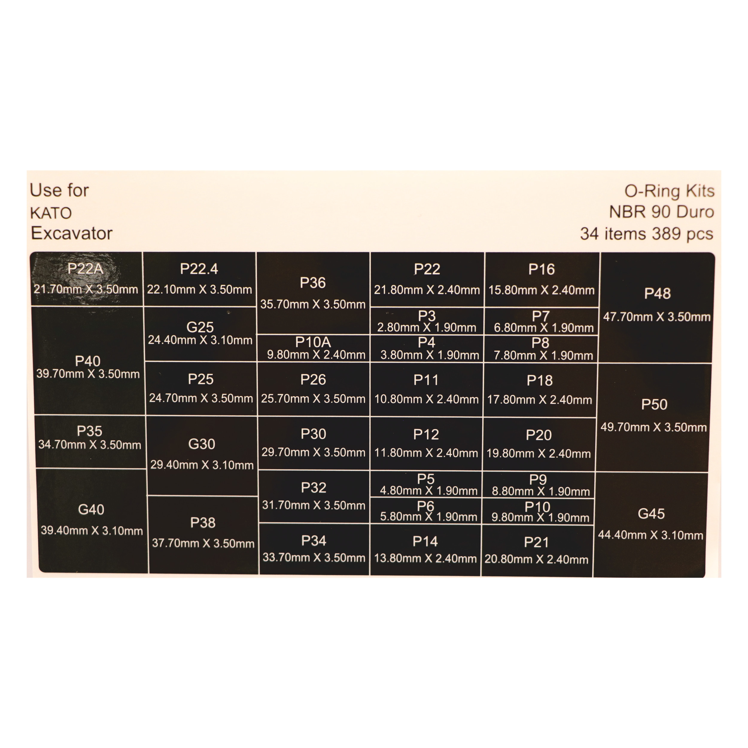 مجموعه 389 عددی اورینگ سیل گستر سالاران MOK03 مناسب برای ماشین آلات کاتو