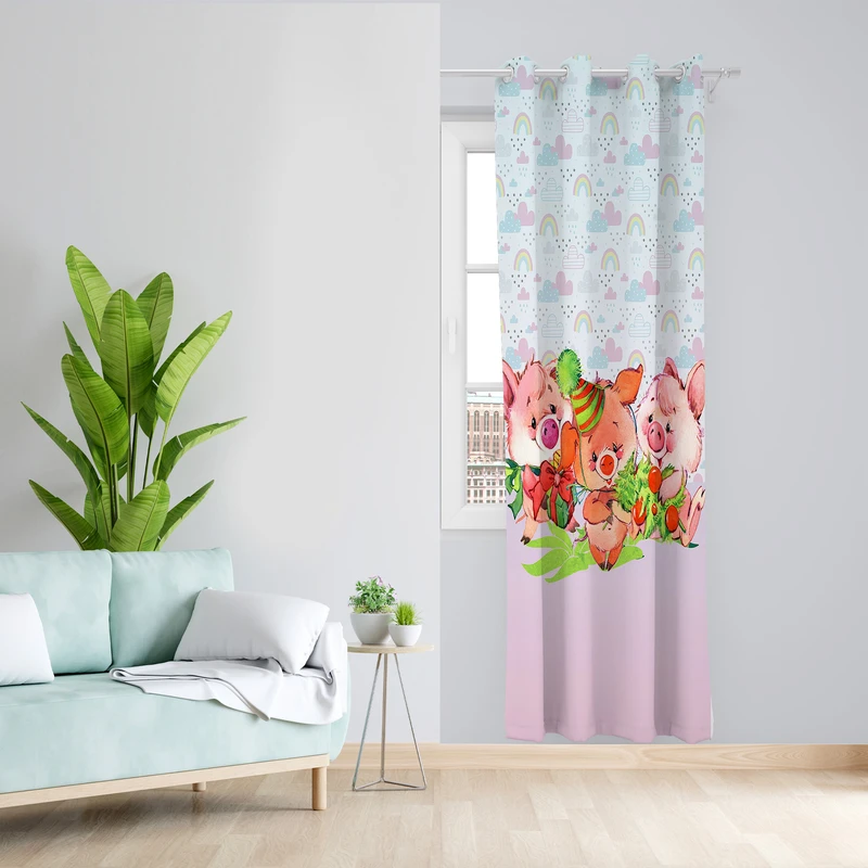 پرده طرح کودک مدل مخمل پانچی کد L 1181L Z سایز 140x200 سانتی متر